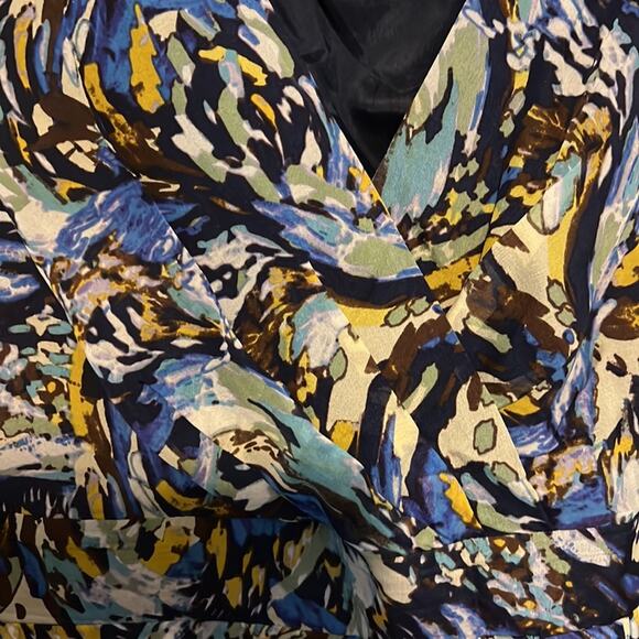 Anthropologie Moulinette Soeurs Silk Abstract Sleeveless V-Neck Dress - Picture 6 of 16